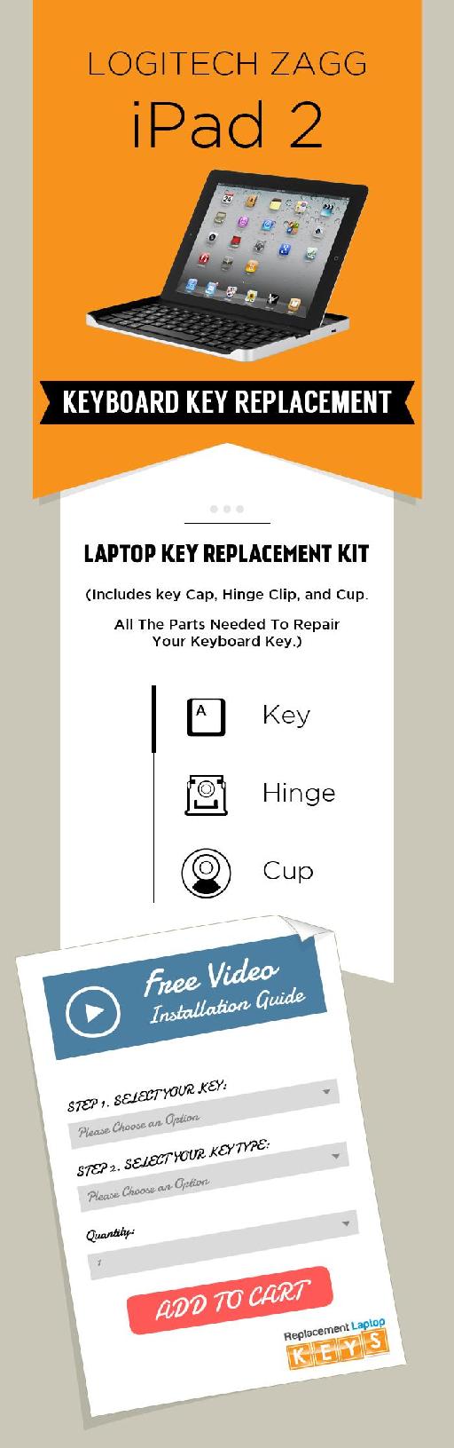 Logitech Zagg iPad 2 Keyboard Key Replacement