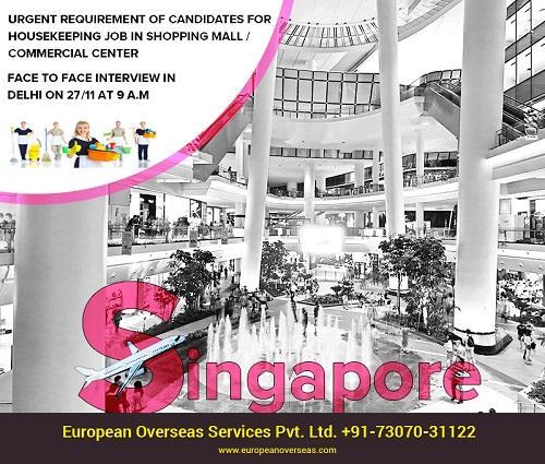 Urgent Requirement For Female Male Candidates For Housekeeping Job In Shopping Mall Commercial Center For Singapore